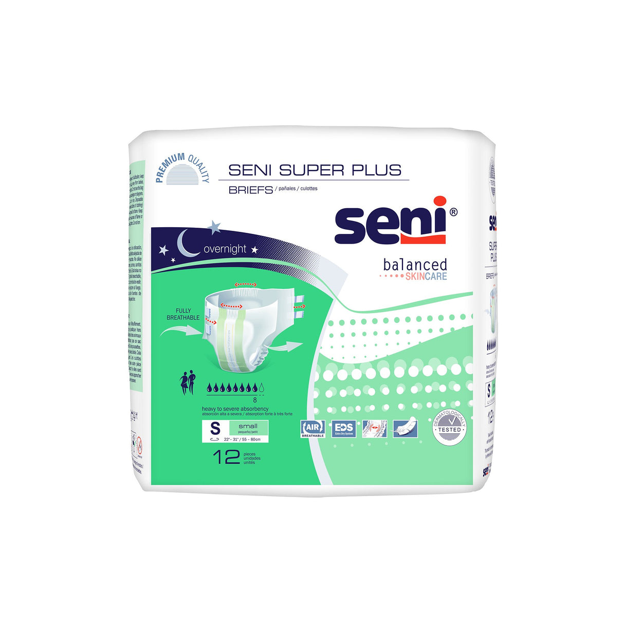 Unisex Adult Incontinence Brief Seni® Super Plus Small Disposable Heavy Absorbency - BeHope