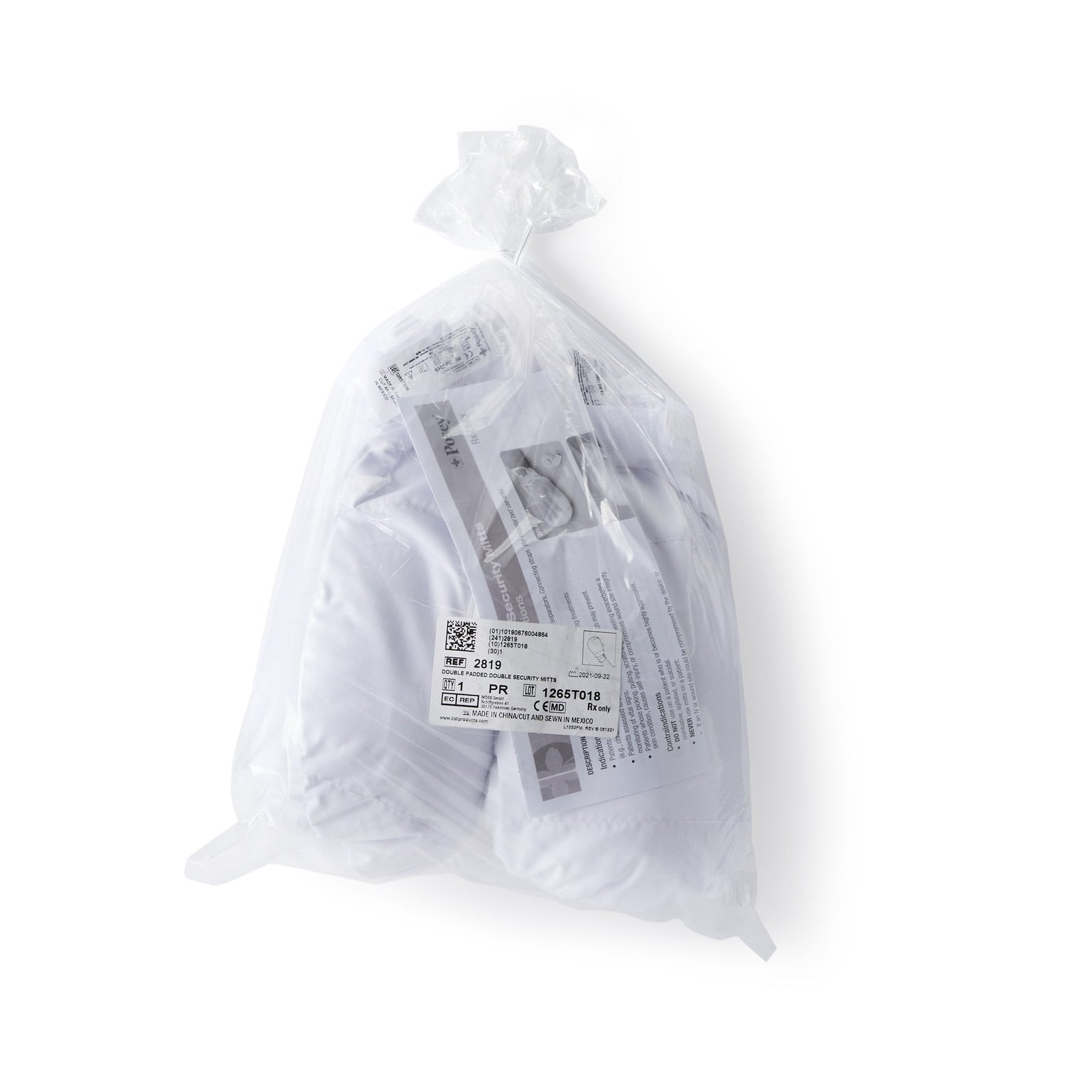 Hand Control Mitt Double-Security Mitts One Size Fits Most Strap Fastening 1-Strap - BeHope