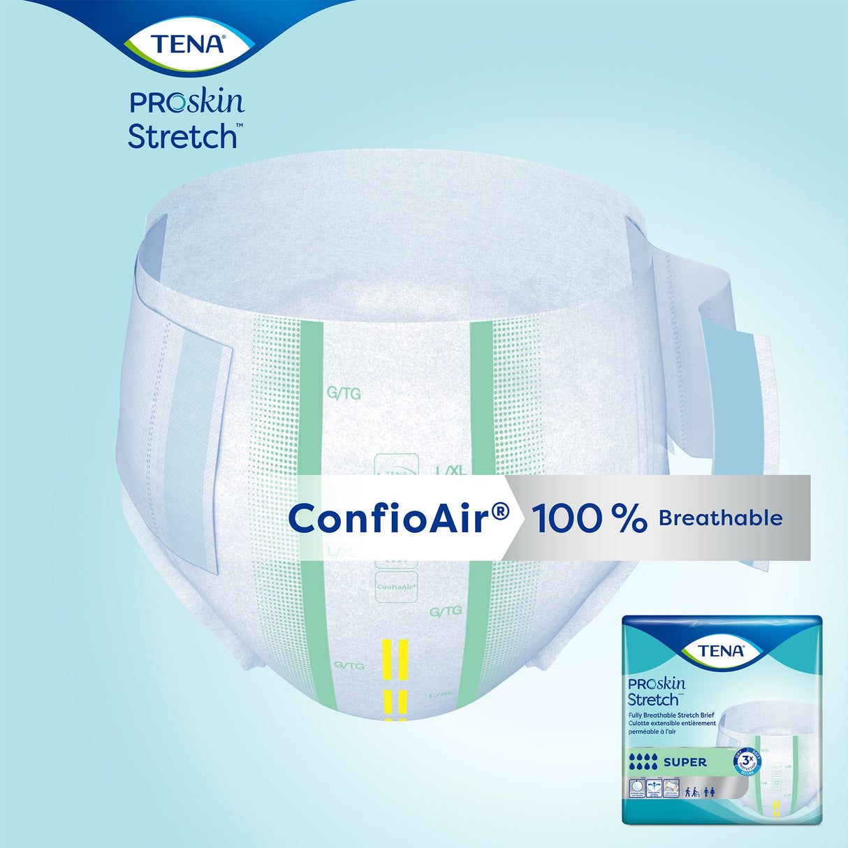 Unisex Adult Incontinence Brief TENA ProSkin Stretch™ Super Medium Disposable Heavy Absorbency - BeHope