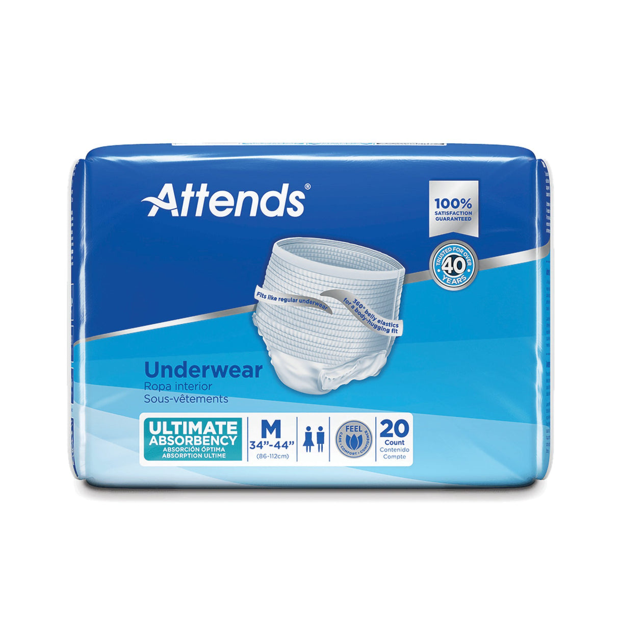 Unisex Adult Absorbent Underwear Attends Advanced Pull On with Tear Away Seams Medium Disposable Heavy Absorbency - BeHope