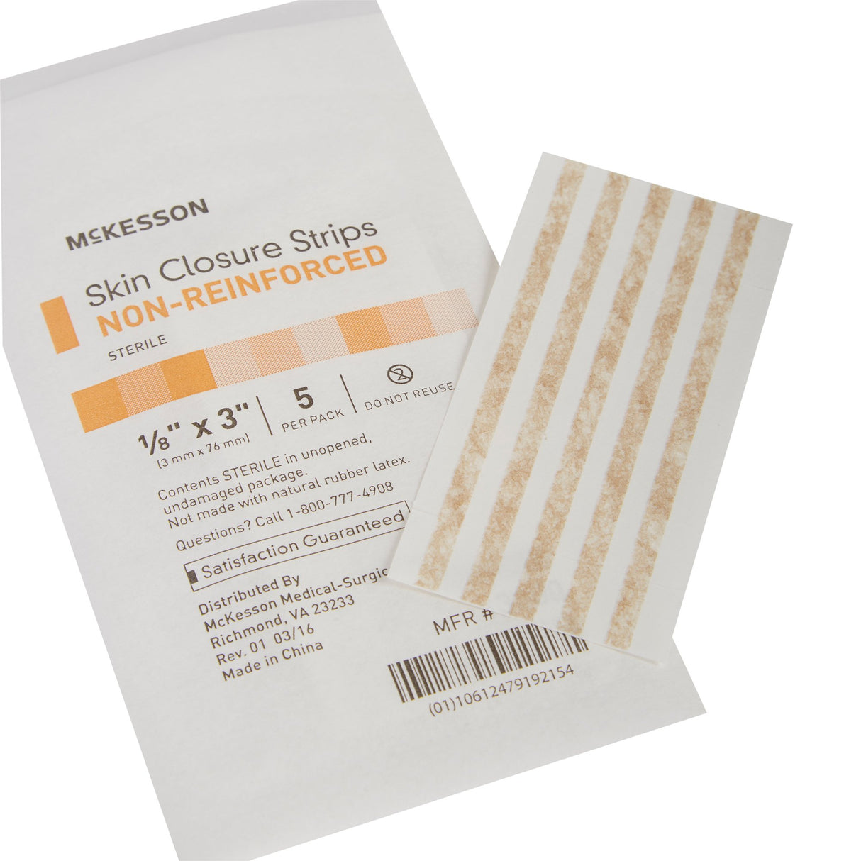 Skin Closure Strip McKesson 1/8 X 3 Inch Nonwoven Material Flexible Strip Tan - BeHope