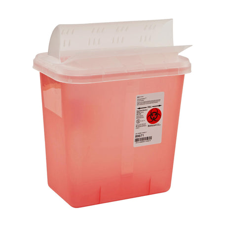 Sharps Container SharpSafety™ Translucent Red Base 12-3/4 H X 7-1/4 D X 10-1/2 W Inch Horizontal Entry 2 Gallon - BeHope