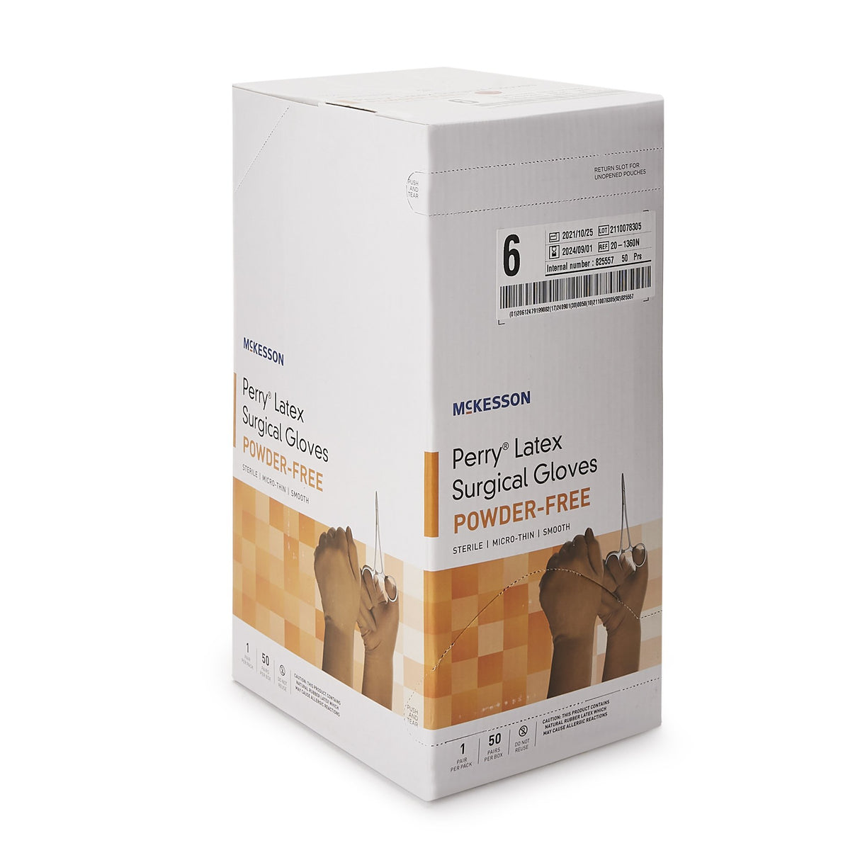 Surgical Glove McKesson Perry® Size 6 Sterile Latex Standard Cuff Length Smooth Brown Not Chemo Approved - BeHope