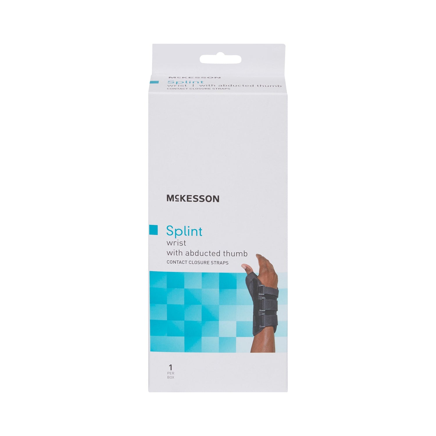 Wrist Brace with Abducted Thumb McKesson Aluminum / Foam / Spandex / Plastic Left Hand Black Medium - BeHope