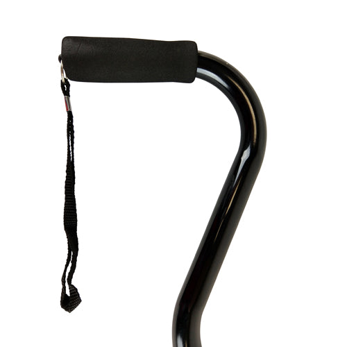 Cane Soft Foam Offset Handle Blue Jay Black With Strap - BeHope