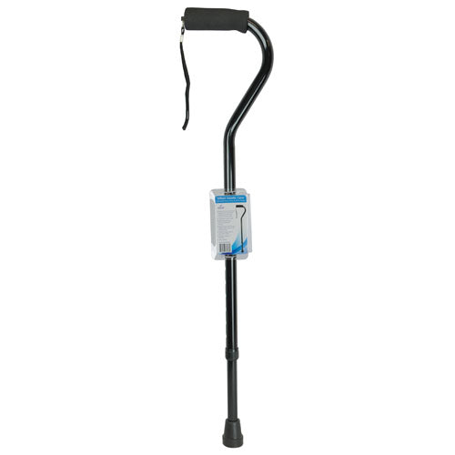 Cane Soft Foam Offset Handle Blue Jay Black With Strap - BeHope