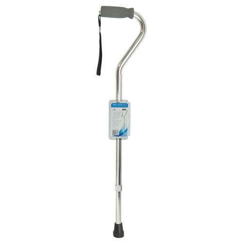 Cane Soft Foam Offset Handle Blue Jay Silver With Strap - BeHope