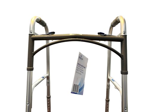 Walk With Me Folding Aluminum 2 Button Walker W/5 Wheels Cs4 - BeHope