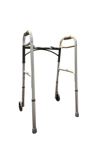 Walk With Me Folding Aluminum 2 Button Walker W/5 Wheels Cs4 - BeHope