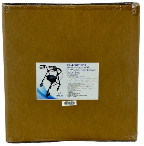 Roll With Me Steel Rollator W/6 Wheels K/d Blue Case/2 - BeHope