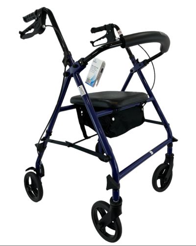Roll With Me Steel Rollator W/6 Wheels K/d Blue Case/2 - BeHope