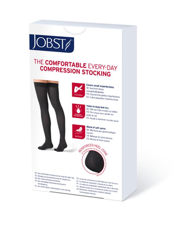 Jobst Opaque Women Thigh High Compression Stockings - 20-30mmhg, Natural, Open Toe, With Sil Dot Band, PR of 1