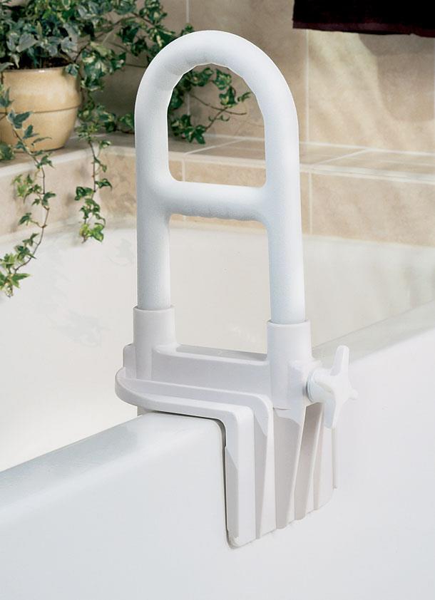 Medline Tub Grab Bars, primary view, securely attached to a bathtub