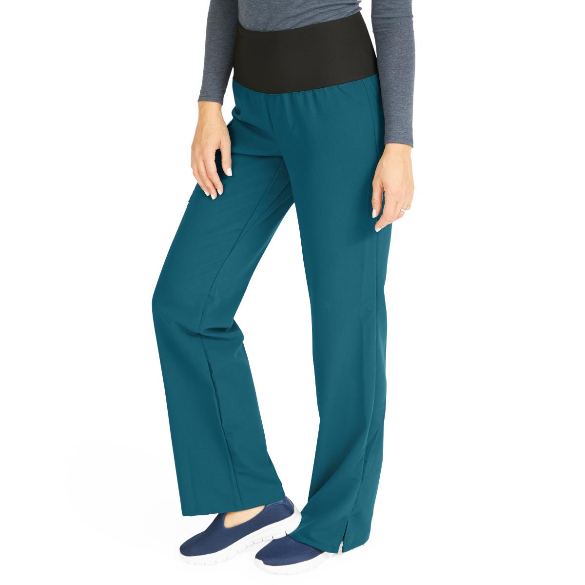 Ocean AVE Women's Wide Waistband Stretch Scrub Pants - Petite Length (Style 5560)