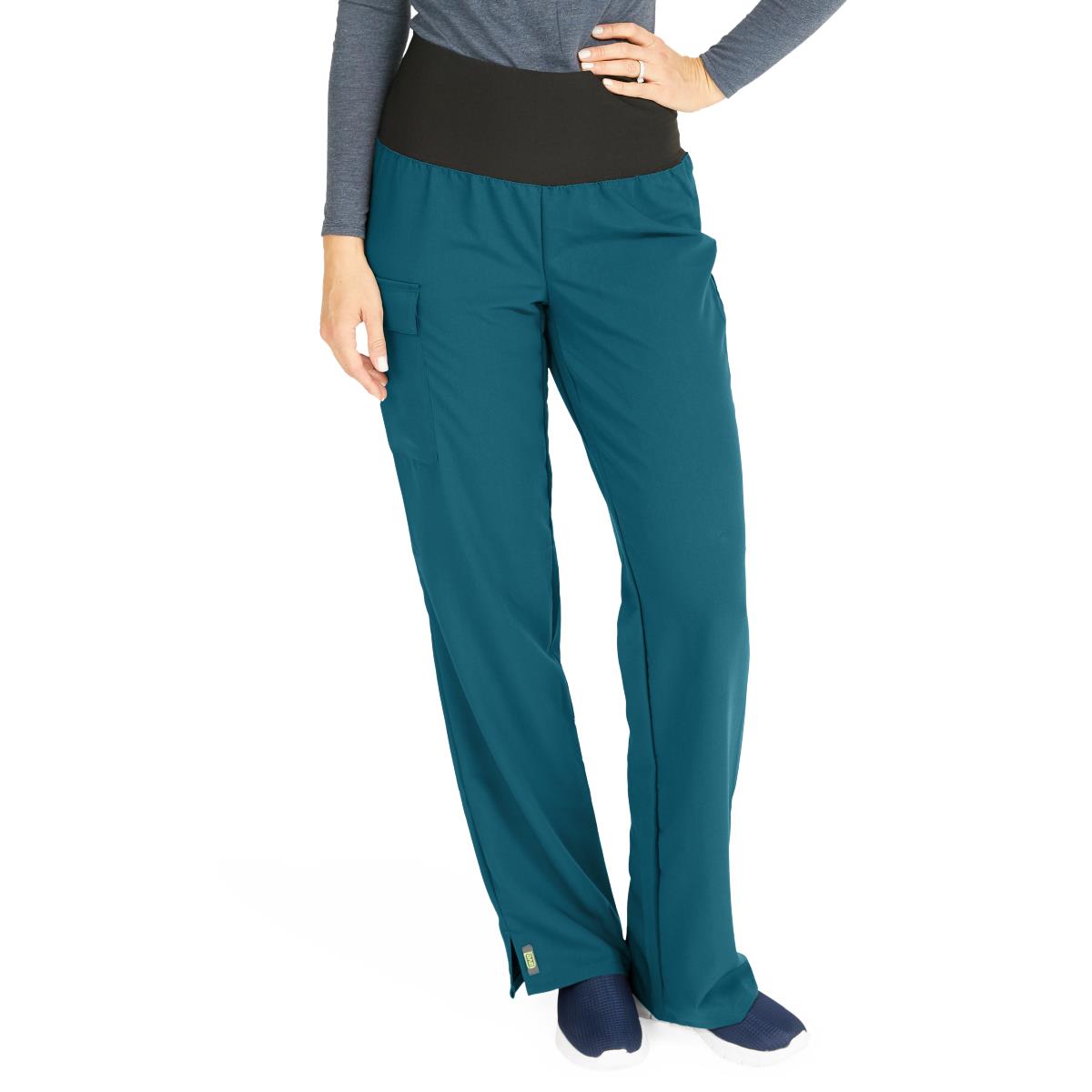 Ocean AVE Women's Wide Waistband Stretch Scrub Pants - Petite Length (Style 5560)