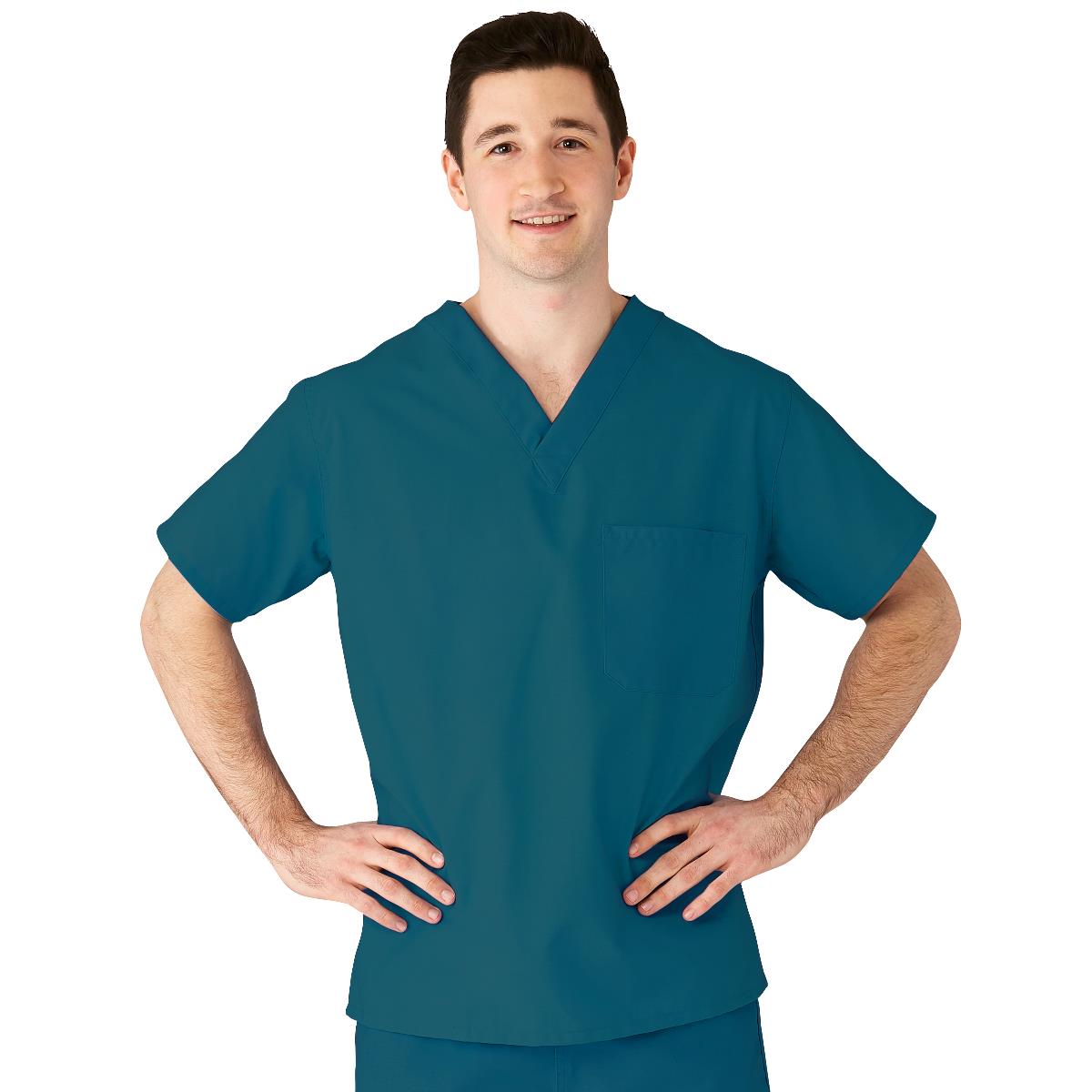 AngelStat Unisex Reversible Scrub Tops with Angelica CC - Peacock (Style 610)