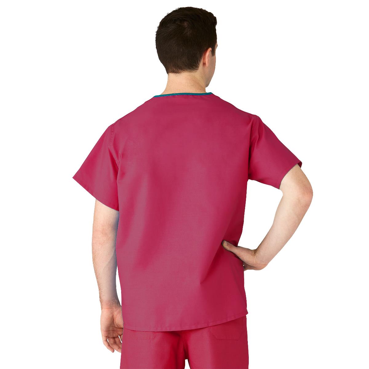 AngelStat Unisex Reversible Scrub Tops with Angelica CC - Raspberry (Style 610)