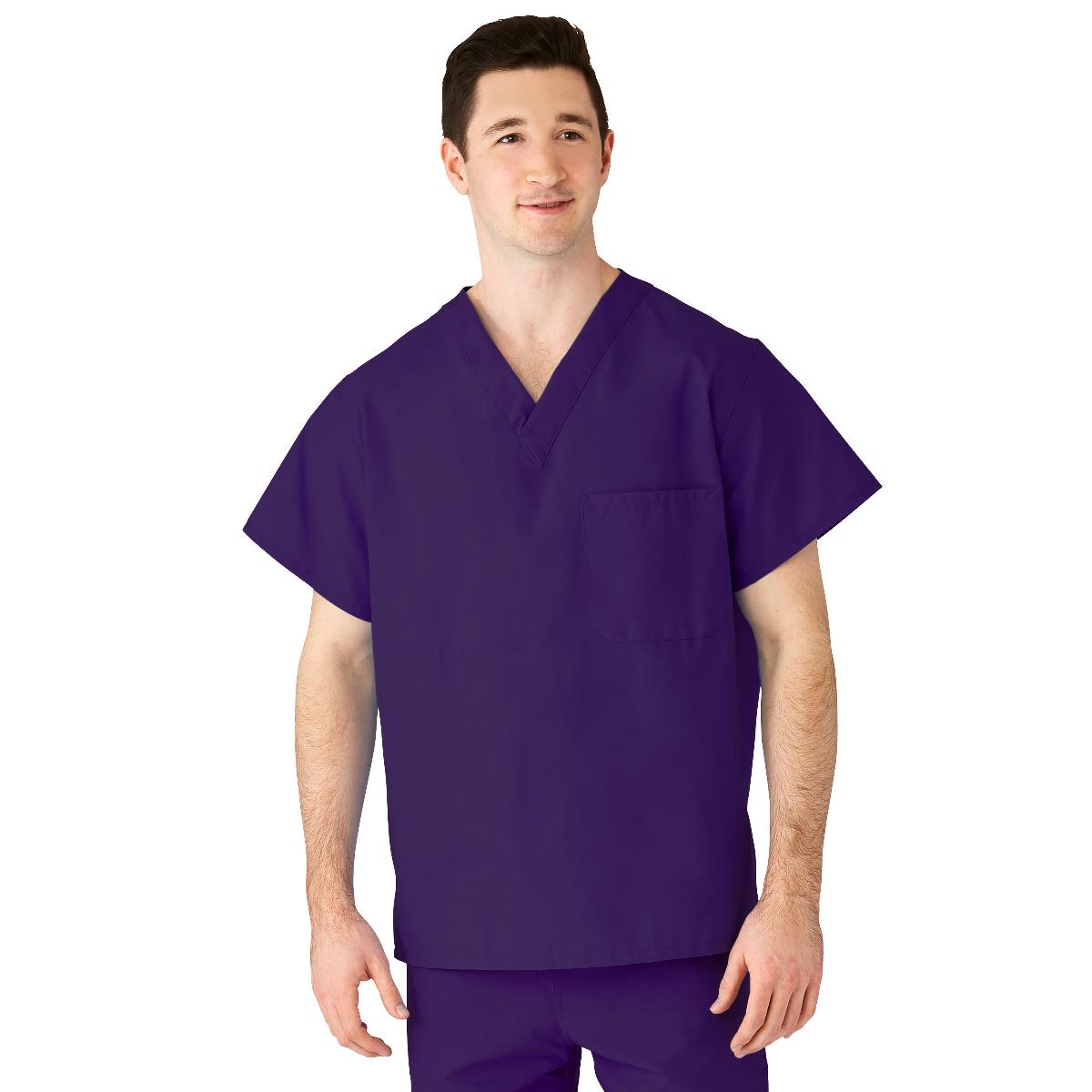 AngelStat Unisex Reversible Scrub Tops with Angelica CC - Purple (Style 610)