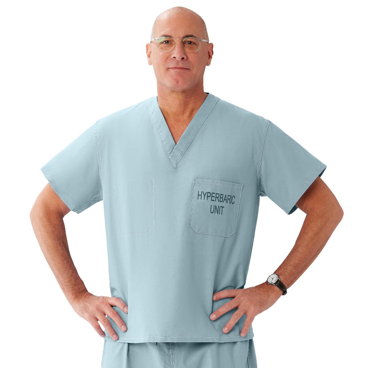 CottonCare Unisex 1-Pocket Scrub Tops for Hyperbaric Units (Style 658)
