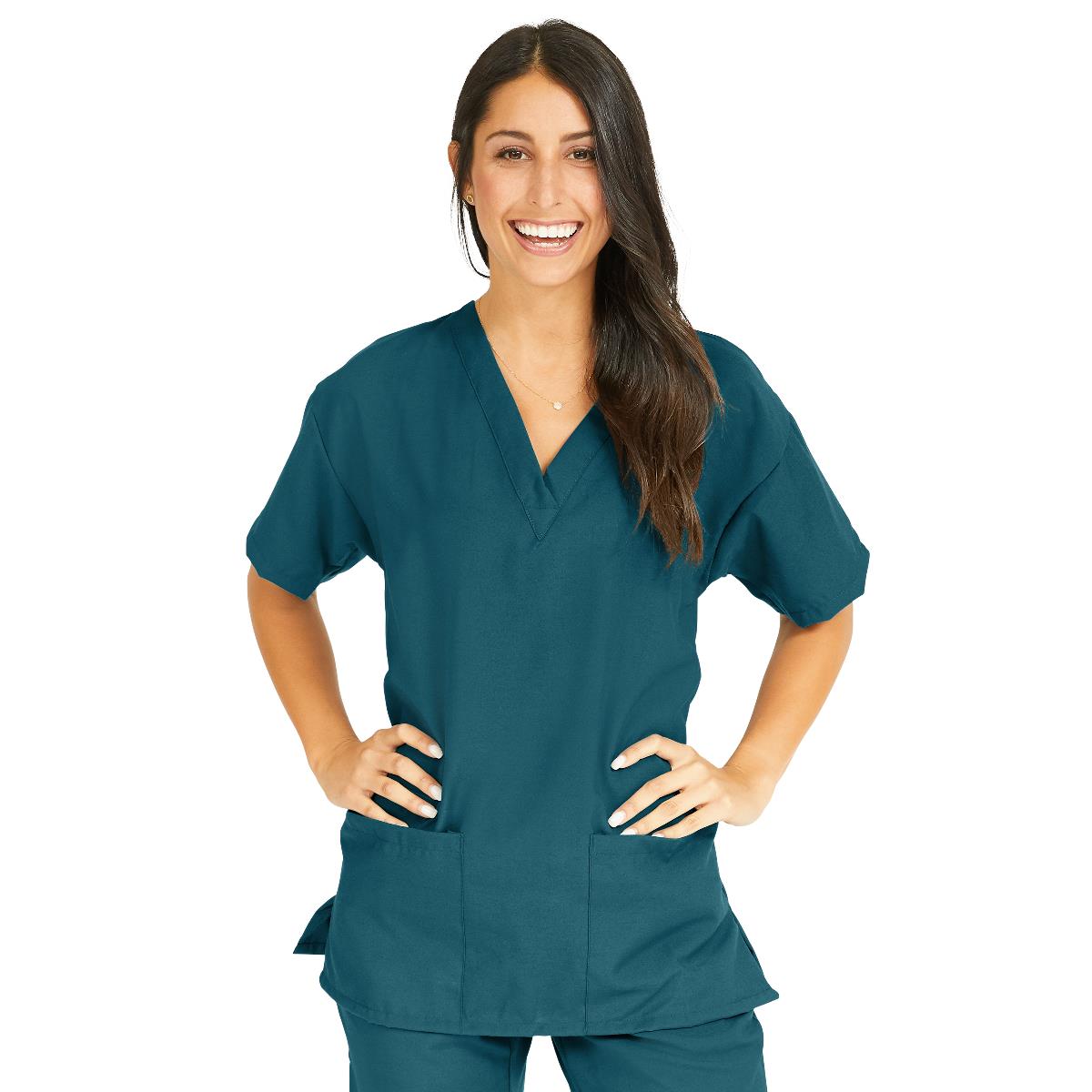 PerforMAX Women's V-Neck Tunic Scrub Top with 2 Pockets - BeHope