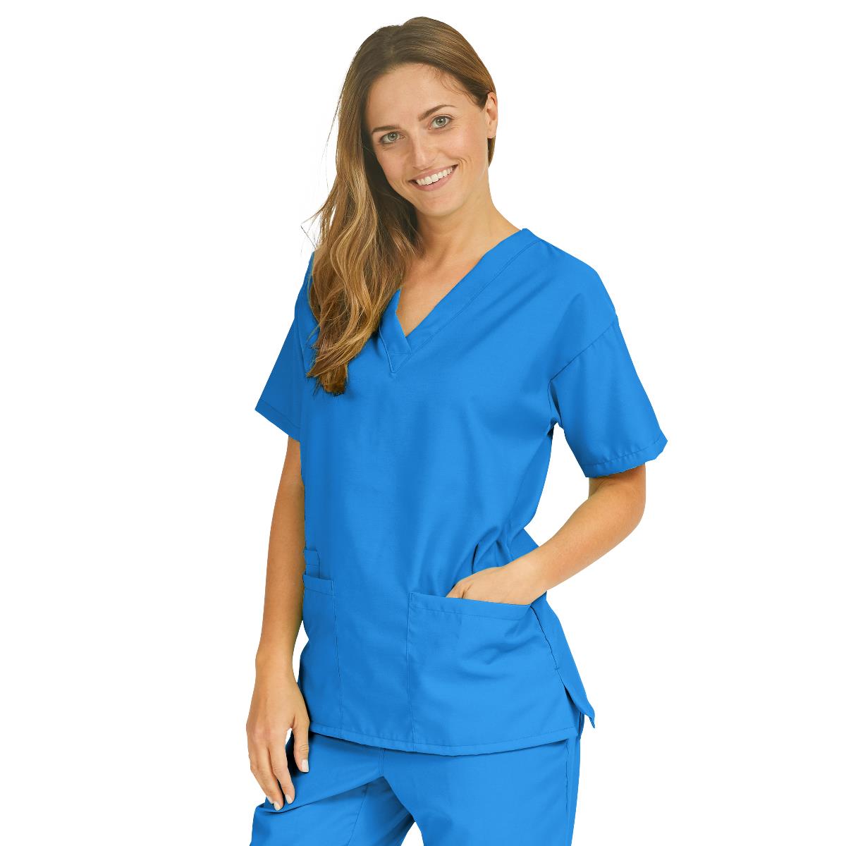 PerforMAX Women's V-Neck Tunic Scrub Top with 2 Pockets - BeHope