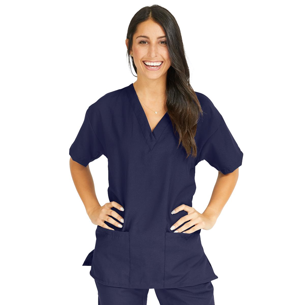 PerforMAX Women's V-Neck Tunic Scrub Top with 2 Pockets - BeHope