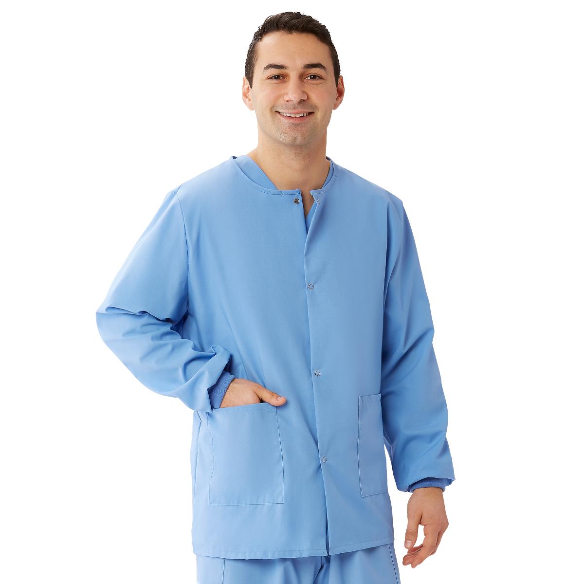 AngelStat Style 849 Unisex Scrub Jackets - Ceil Blue