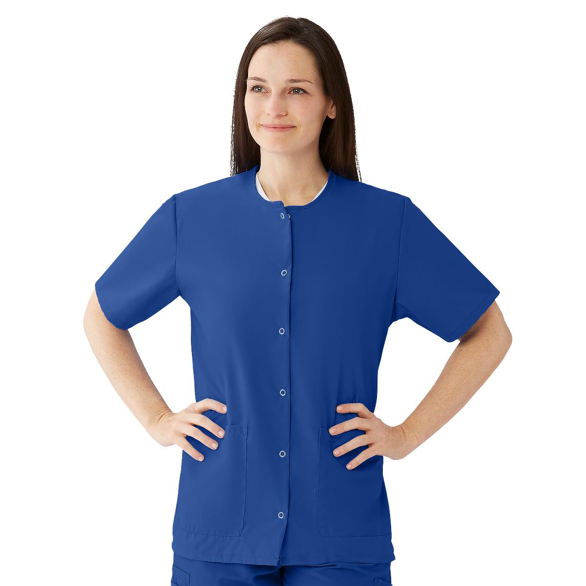 Medline Women's Snap-Front Jewel-Neckline Scrub Tops - BeHope