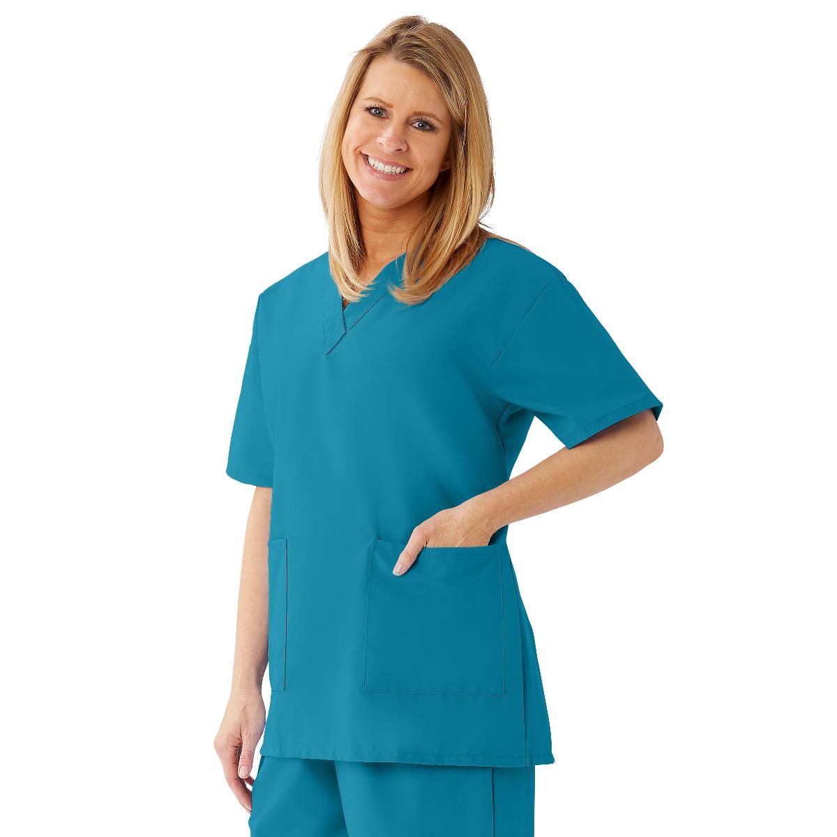AngelStat Women's V-Neck Tunic Scrub Tops with 2 Pockets - BeHope