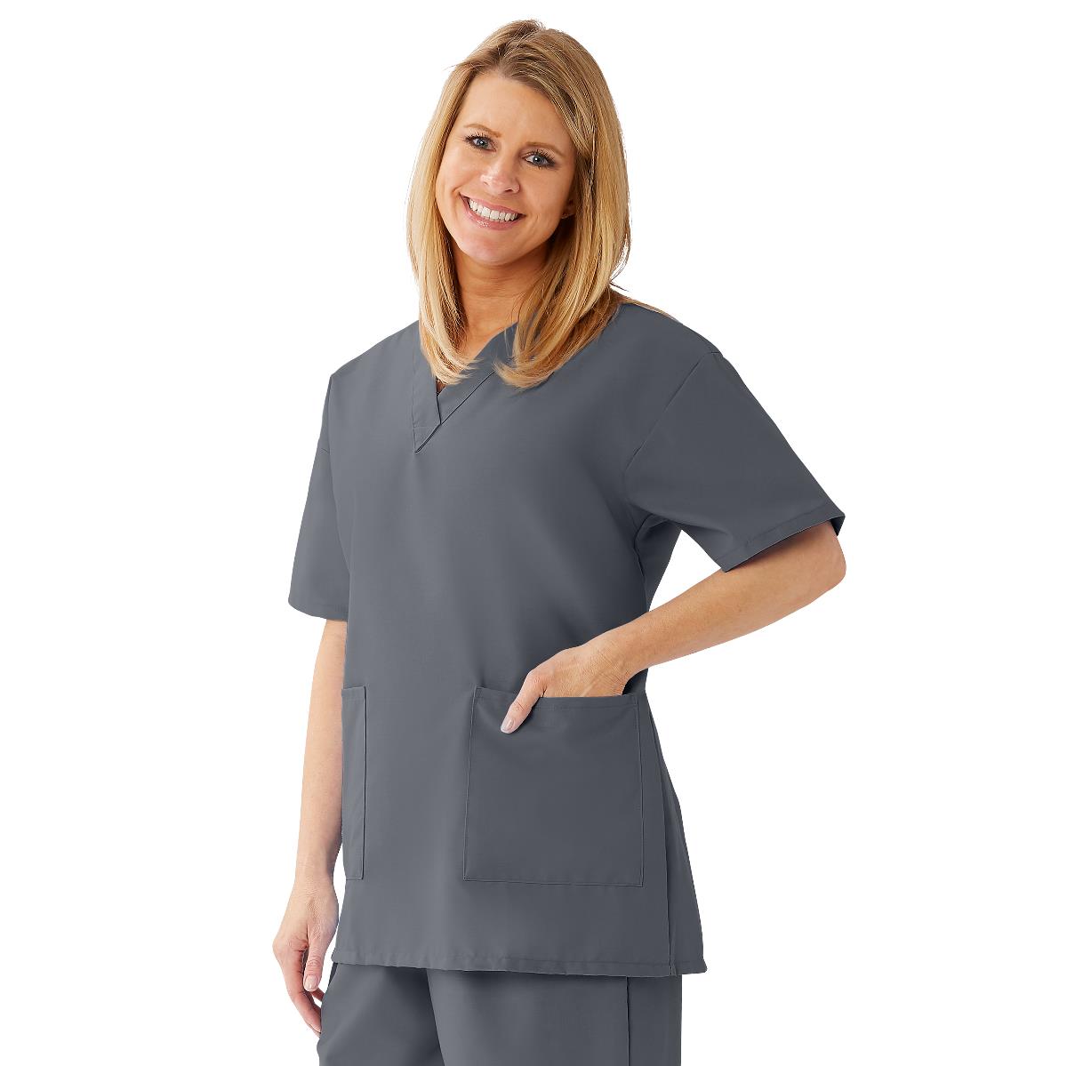 AngelStat Women's V-Neck Tunic Scrub Tops with 2 Pockets - BeHope