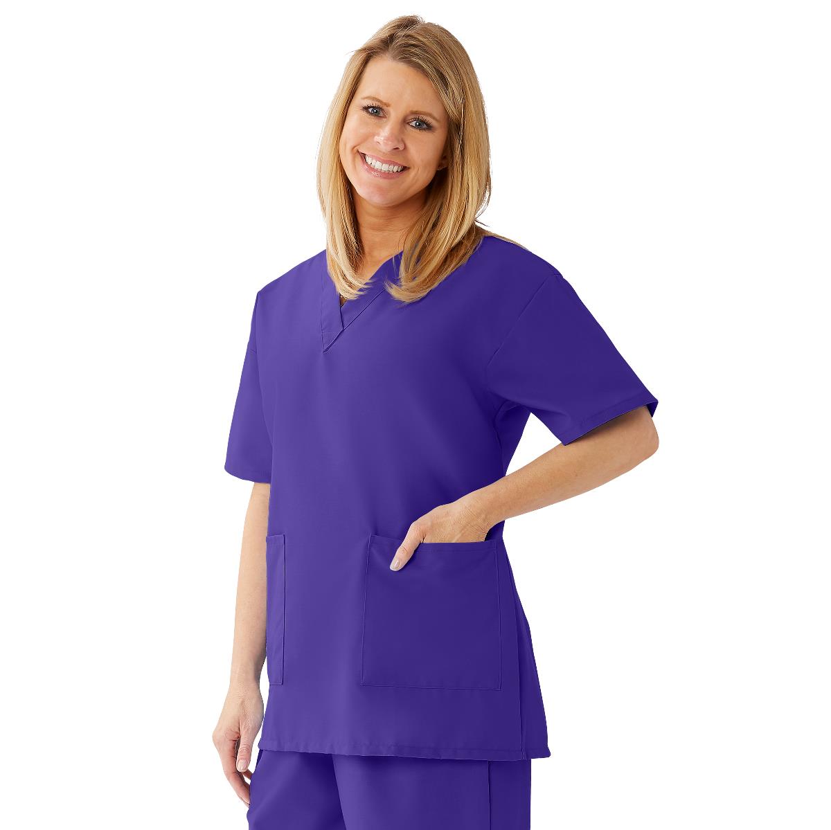 AngelStat Women's V-Neck Tunic Scrub Tops with 2 Pockets - BeHope