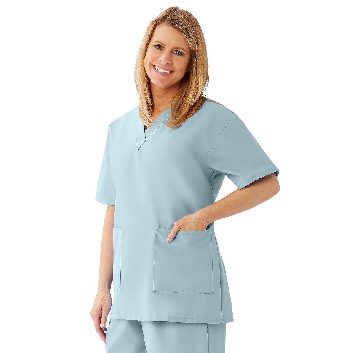 AngelStat Women's V-Neck Tunic Scrub Tops with 2 Pockets - BeHope