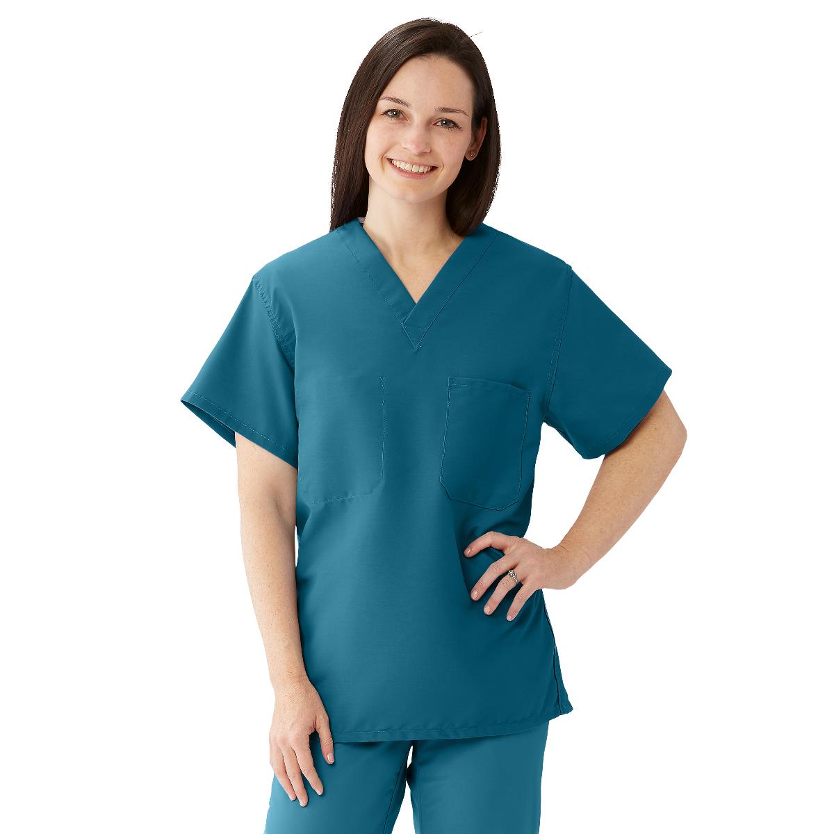 ComfortEase Unisex Reversible 1-Pocket Scrub Tops (Style 910)