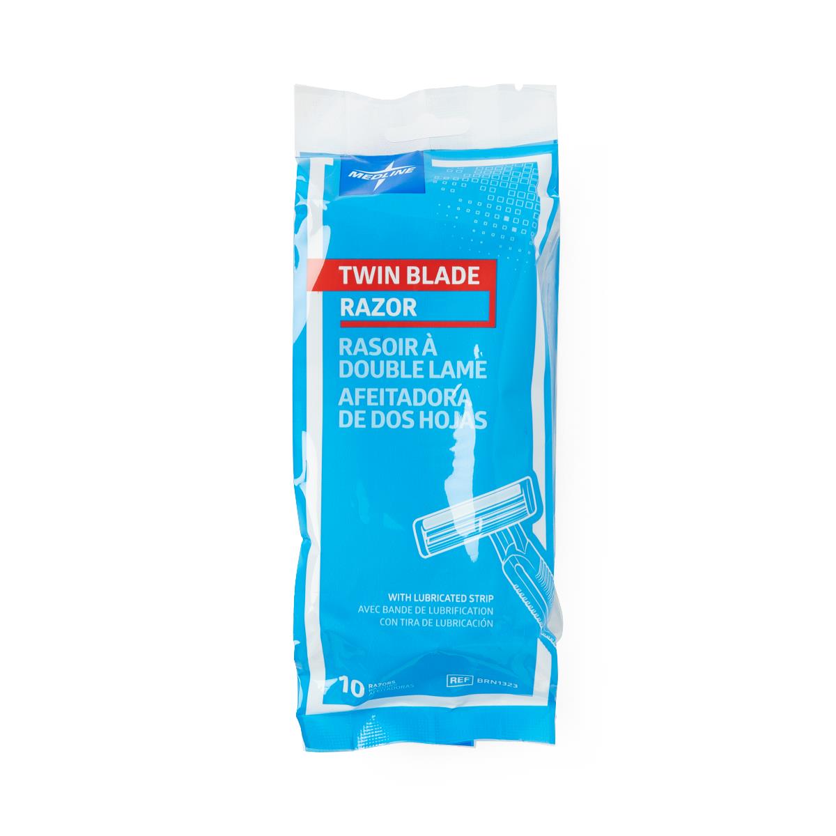 Medline Twin-blade Disposable Facial Razors With Lubrication Strip - BeHope