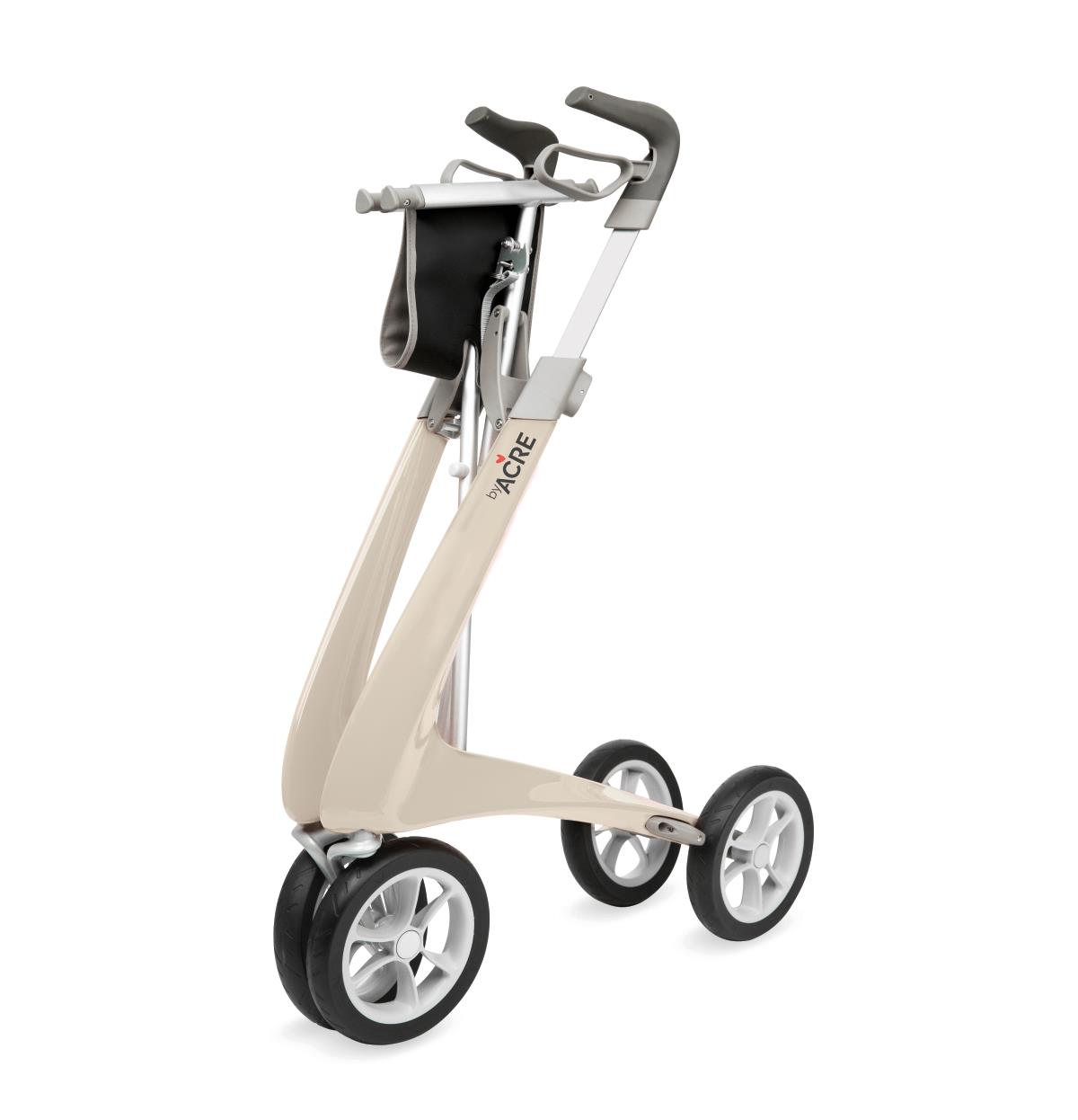 Byacre Carbon Ultralight Rollator, close-up of ergonomic handles and brakes.