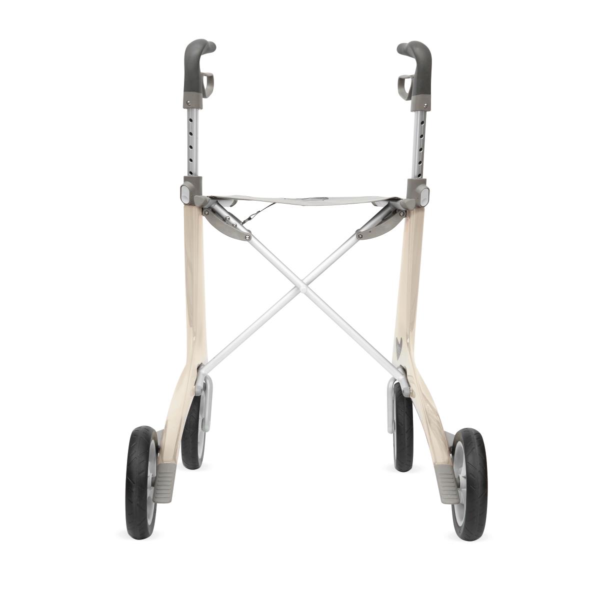 Byacre Carbon Ultralight Rollator, user pushing it outdoors.