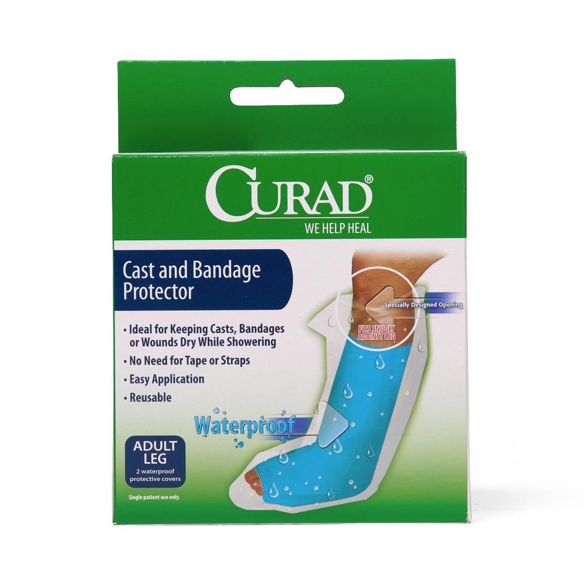Curad Cast Protector, close-up of the waterproof seal around the limb.
