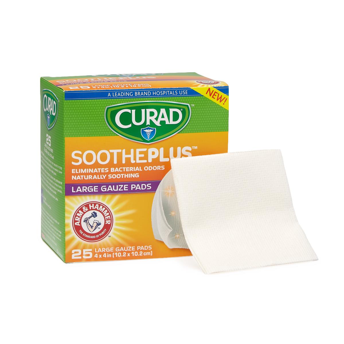 CURAD SoothePlus Gauze Pads with Arm and Hammer Baking Soda - BeHope