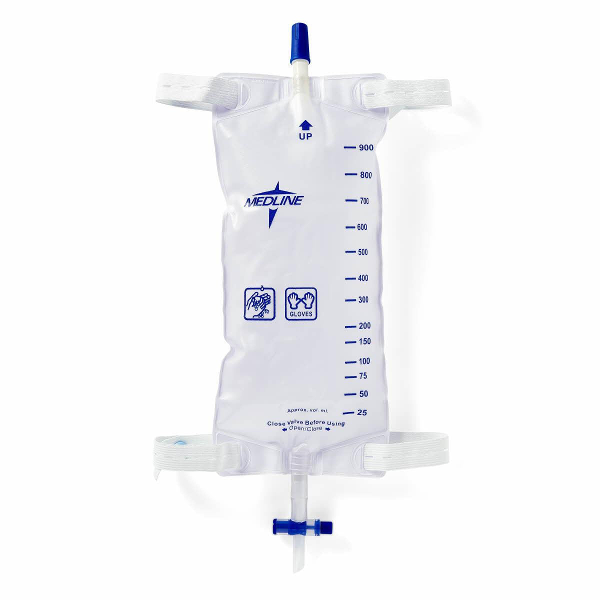 Urinary Leg Drain Bag With Elastic Straps Fabric Backing, Slide-tap Drainage Port