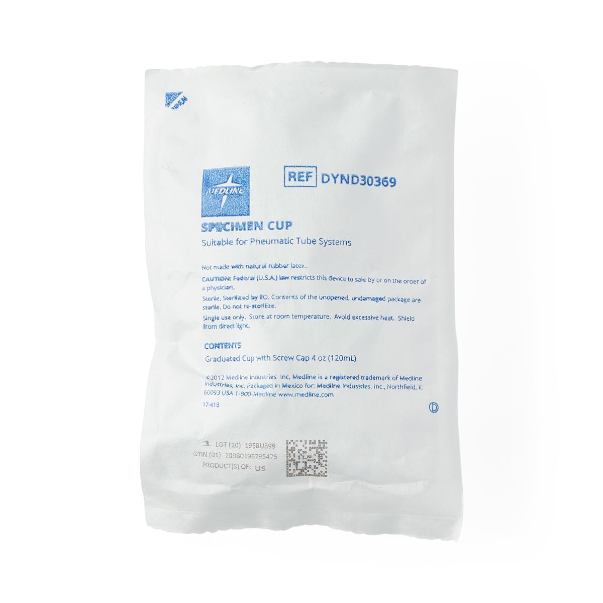 Medline Pneumatic Tube Sterile Specimen Containers
