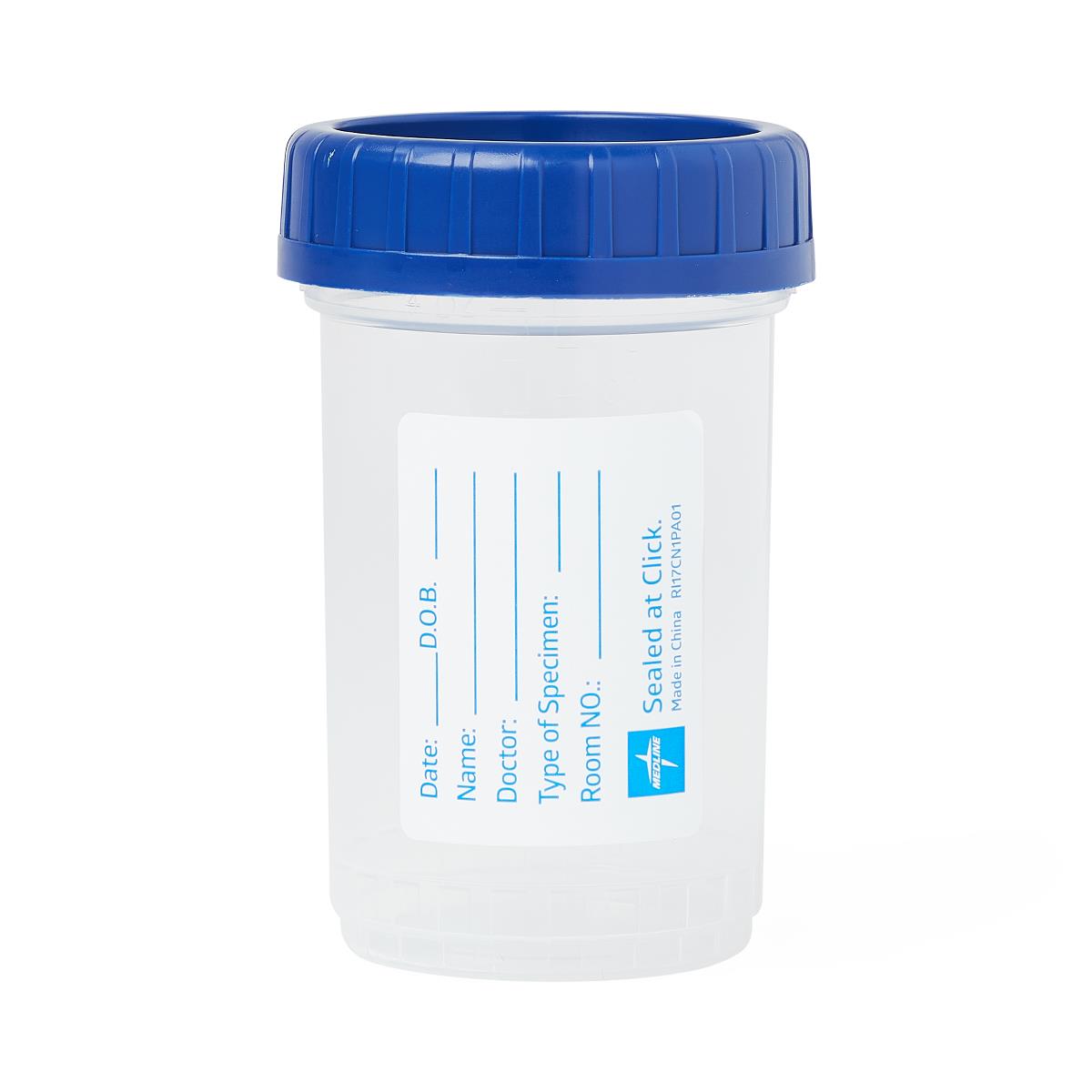 Click-N-Close Pneumatic Tube Specimen Containers with Blue Lid