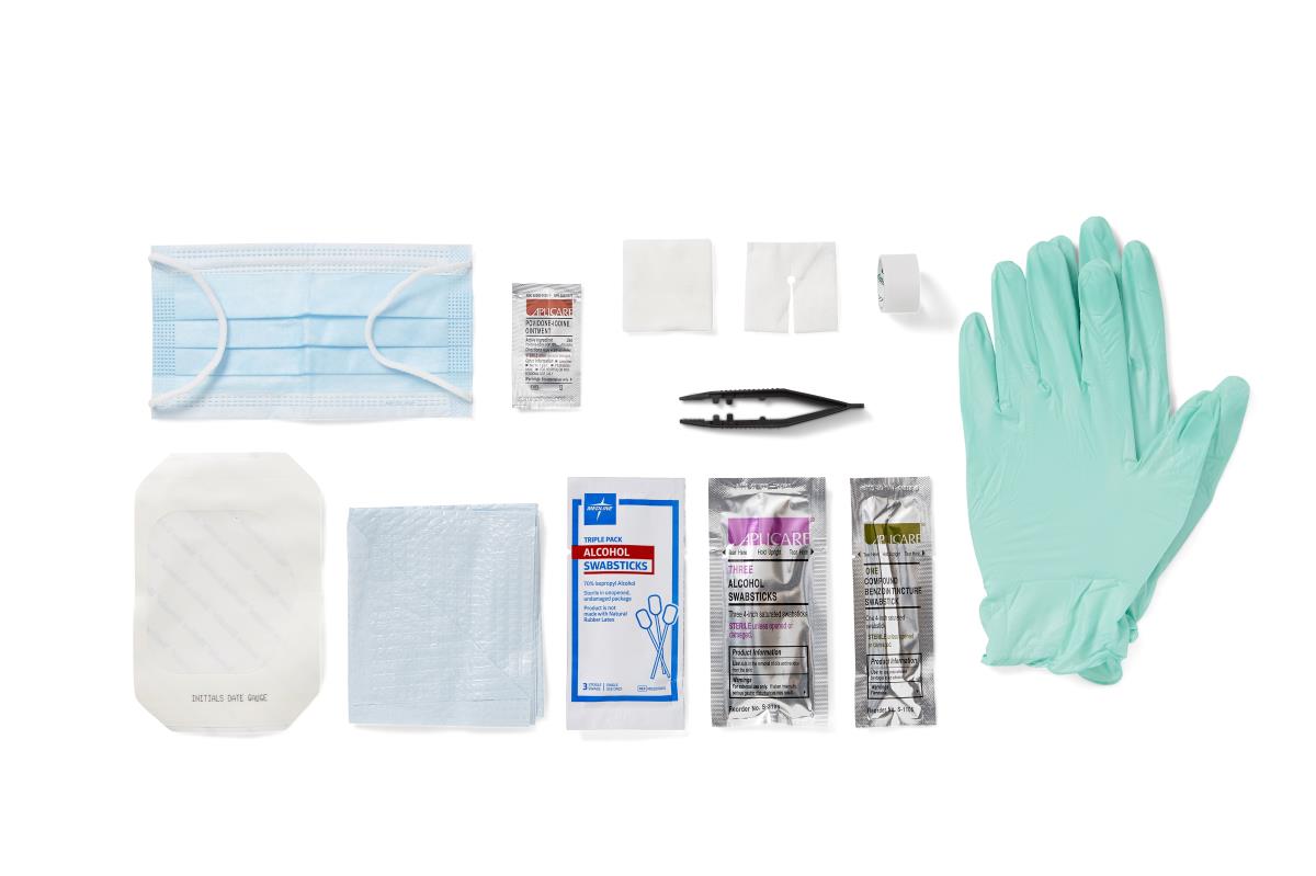 Medline Central Line Dressing Trays with Alcohol/PVP Swabsticks