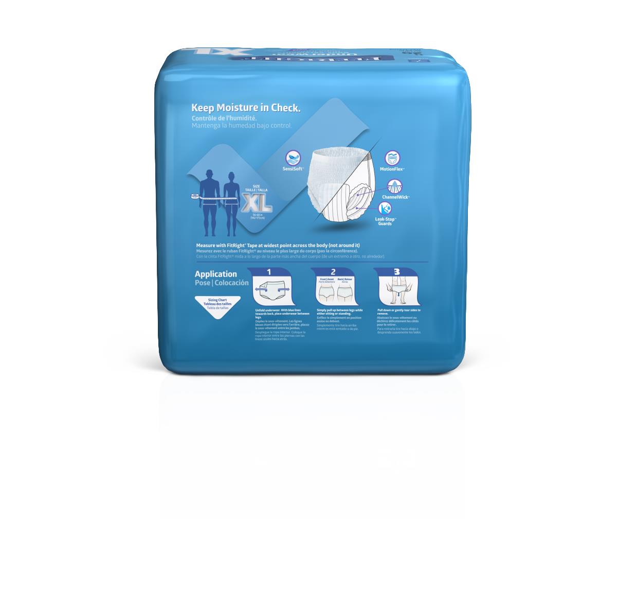 Fitright Super Adult Incontinence Underwear, back view, highlighting full coverage.
