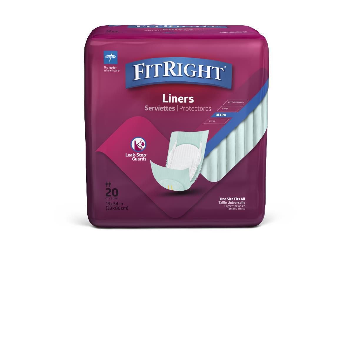 Fitright Incontinence Liners, side view of the discreet and thin profile.