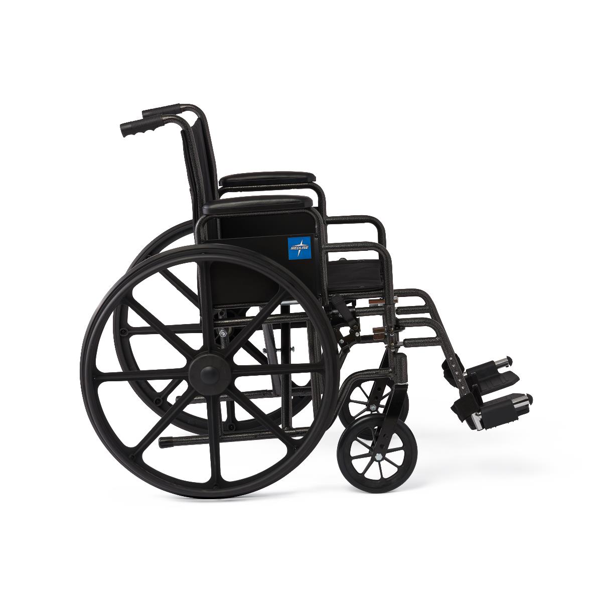 Medline Guardian K1 Wheelchair, side view, showing armrest and wheel