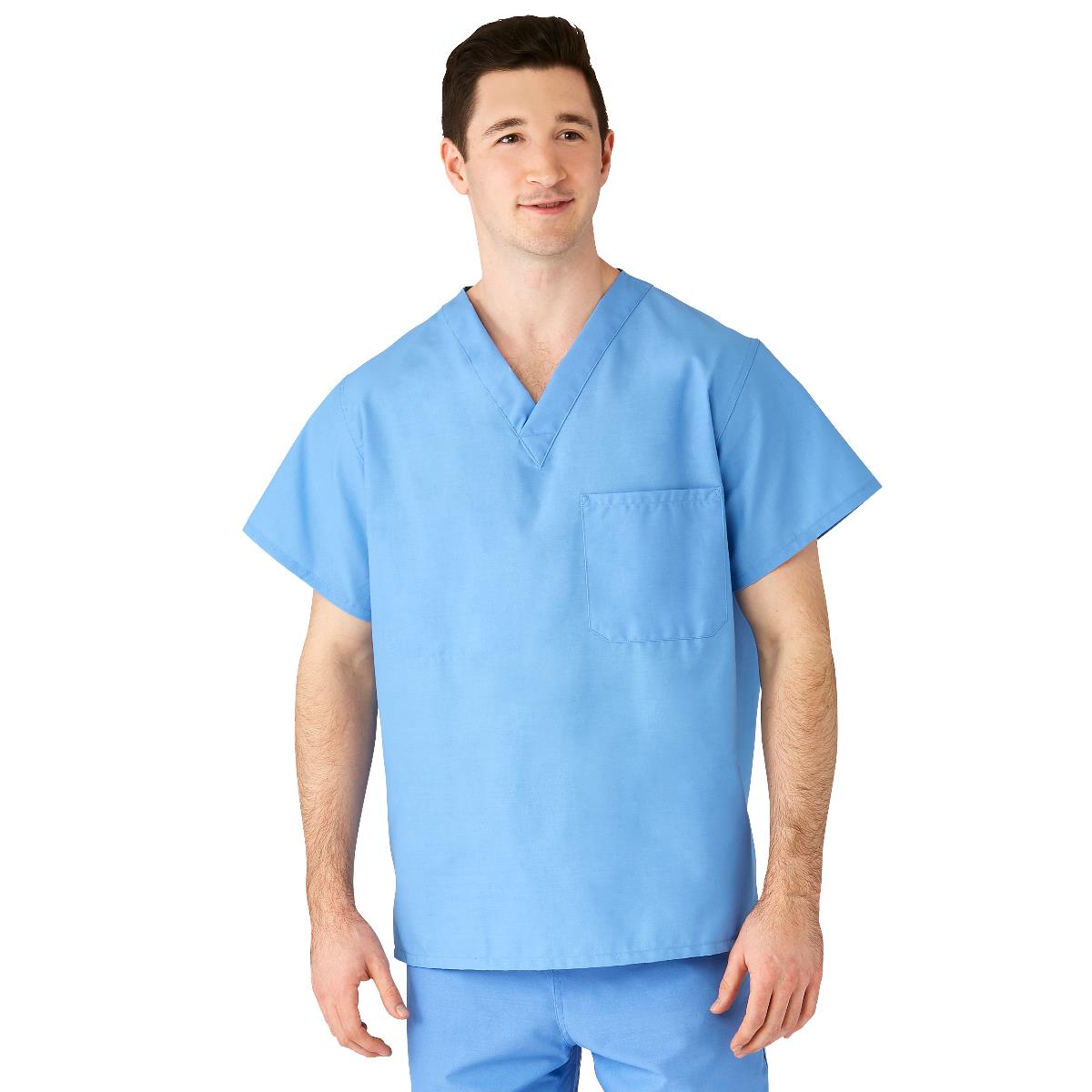 AngelStat Unisex Reversible Scrub Tops with Angelica CC - Ceil Blue (Style 610)
