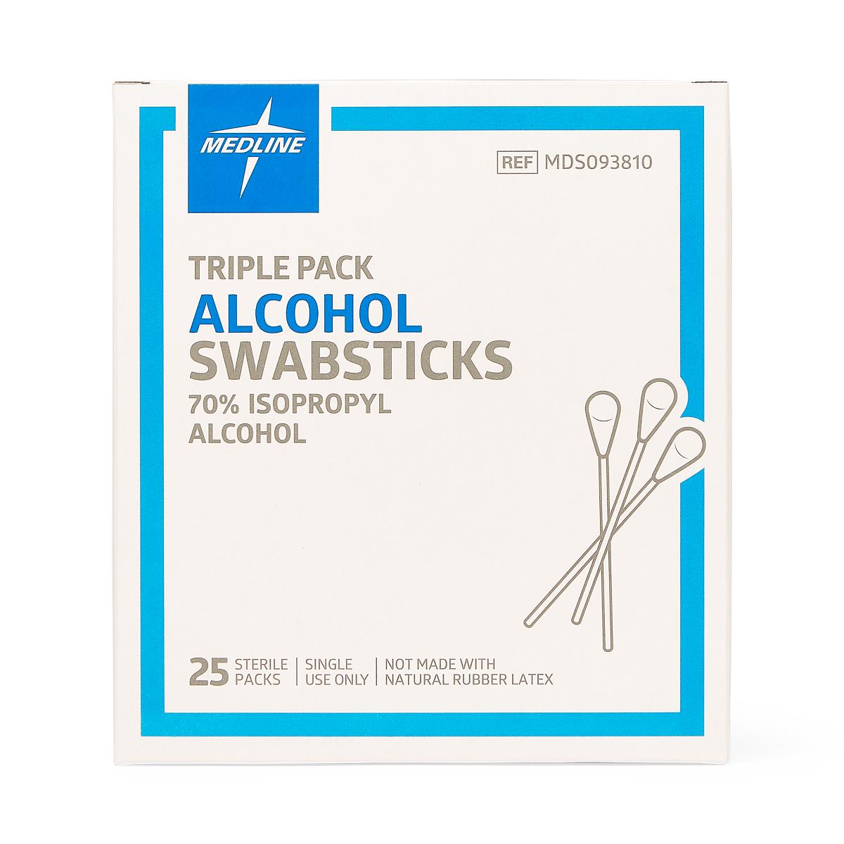 Medline Sterile Triple-Pack Alcohol Swabsticks