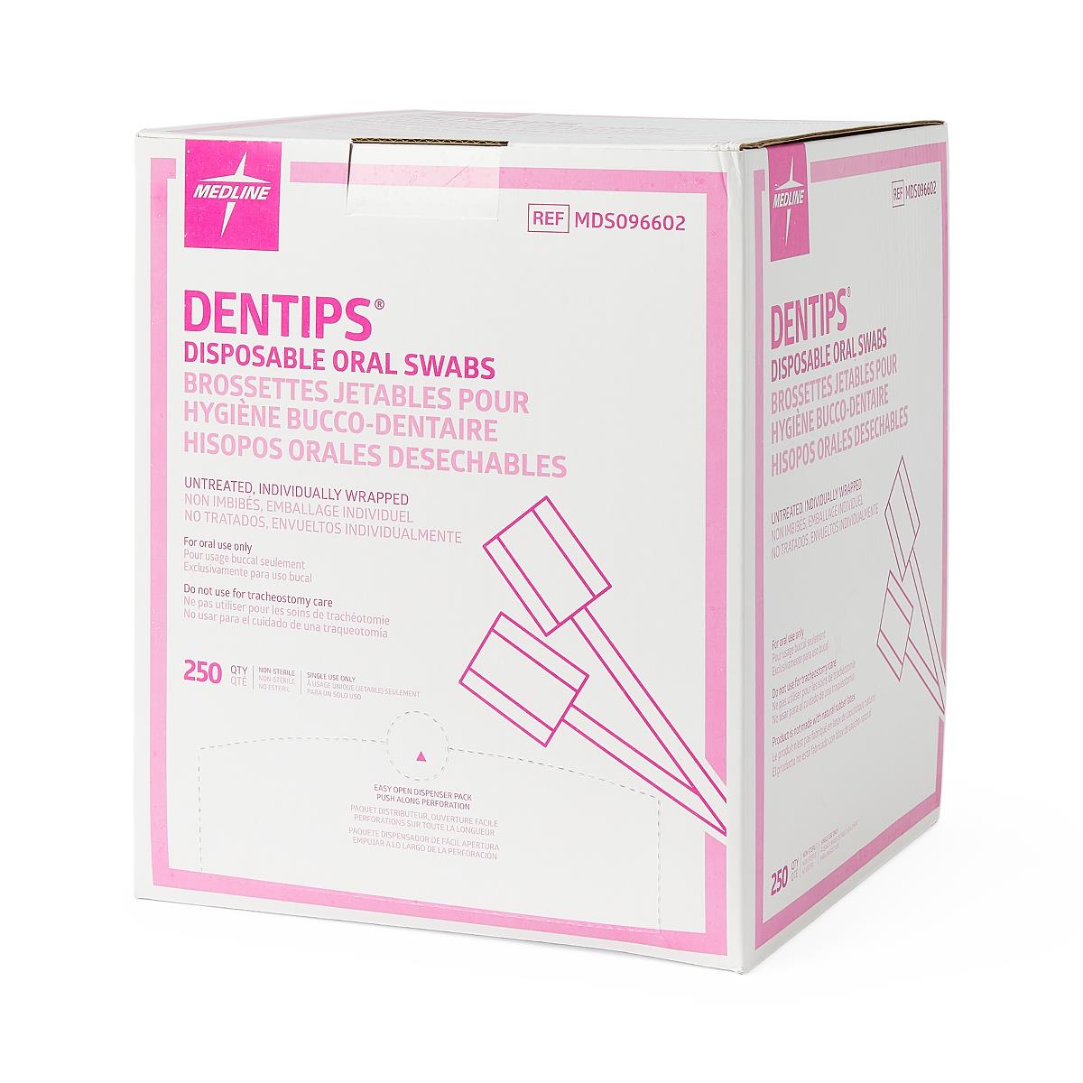 Tooth Swabs Dentip Oral Swab Untreated 4" Handle Individually Wrapped Box/250 Each - BeHope
