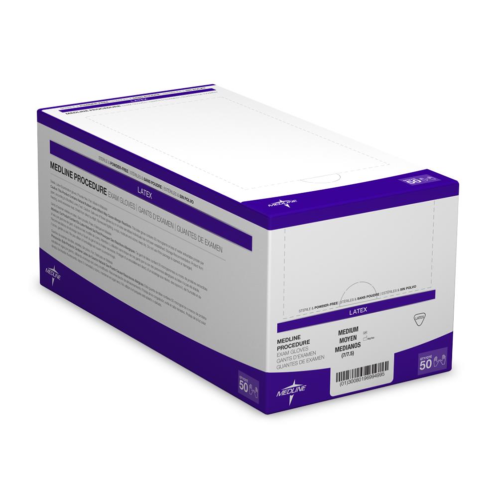 Medline Sterile Powder-Free Latex Exam Glove Pairs - BeHope