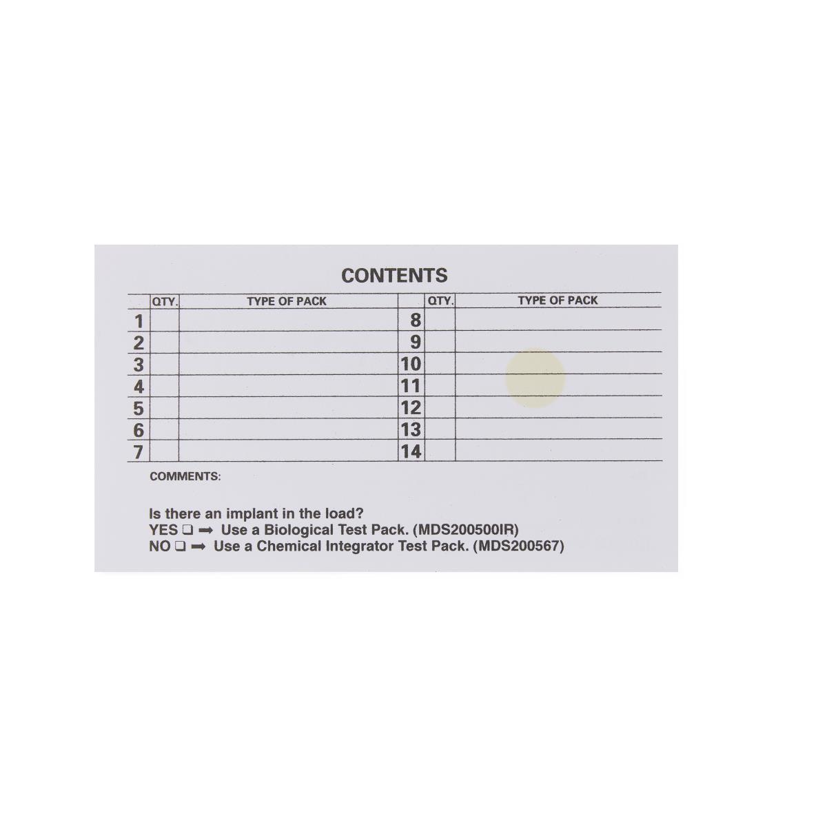 Instrument Sterilization Record Load Cards